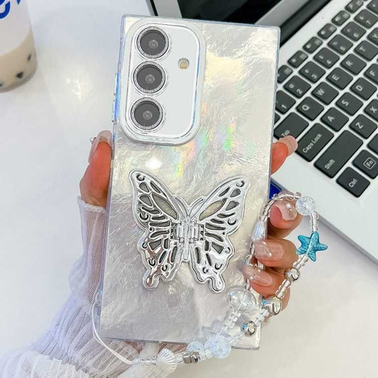 Beschichtung Glitter Objektiv Film Textur Schmetterling Halter Armband Telefon Fall, For Samsung Galaxy A36 5G