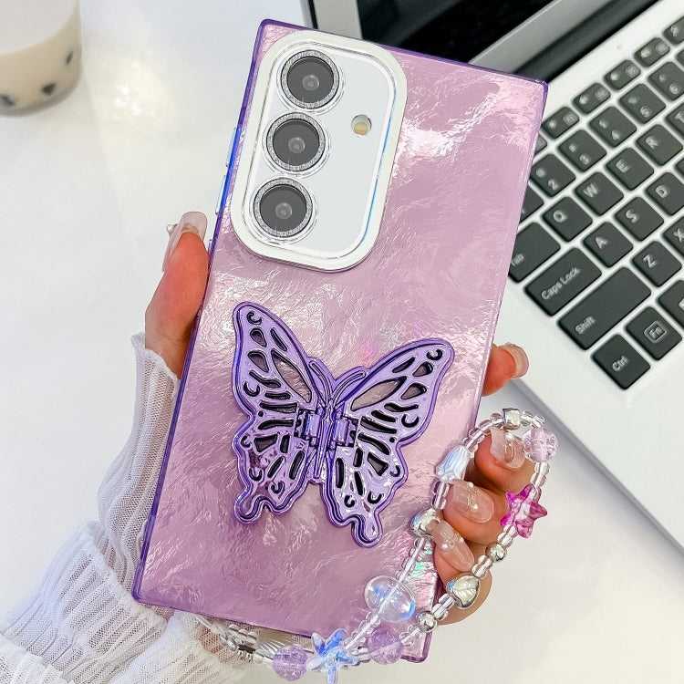 Beschichtung Glitter Objektiv Film Textur Schmetterling Halter Armband Telefon Fall, For Samsung Galaxy A36 5G