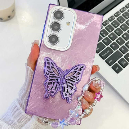 Beschichtung Glitter Objektiv Film Textur Schmetterling Halter Armband Telefon Fall, For Samsung Galaxy A36 5G