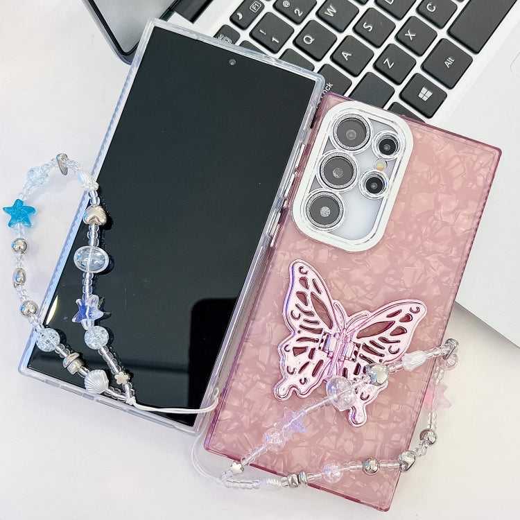 Beschichtung Glitter Objektiv Film Textur Schmetterling Halter Armband Telefon Fall, For Samsung Galaxy A36 5G