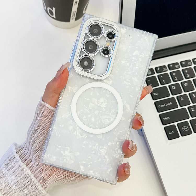 Plating Texture MagSafe TPU-Telefonhülle mit Glitzerlinsenfolie, For Samsung Galaxy S23 Ultra 5G