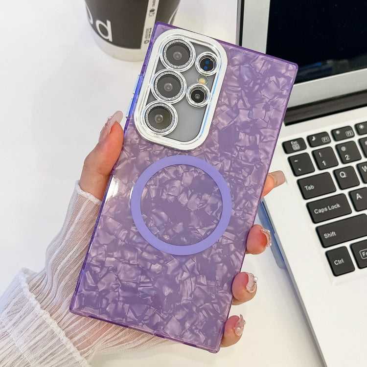 Plating Texture MagSafe TPU-Telefonhülle mit Glitzerlinsenfolie, For Samsung Galaxy S23 Ultra 5G