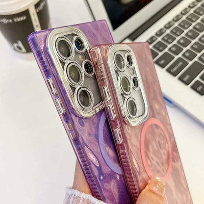 Plating Texture MagSafe TPU-Telefonhülle mit Glitzerlinsenfolie, For Samsung Galaxy A54 5G