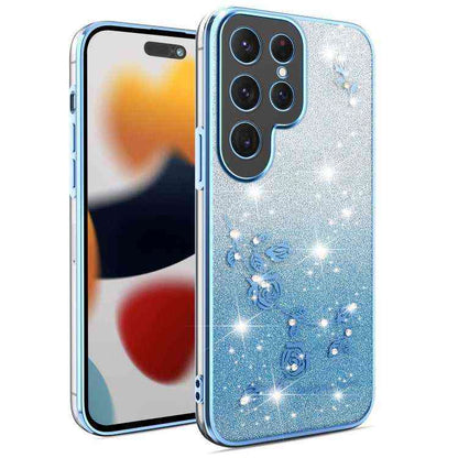 All-Inclusive-Telefonhülle mit Farbverlauf und Glitzerblume, For Samsung Galaxy A36, For Samsung Galaxy S25 5G, For Samsung Galaxy S25+ 5G, For Samsung Galaxy S25 Ultra 5G, For Samsung Galaxy A16 5G, For Samsung Galaxy A06 4G, For Samsung Galaxy S24 FE 5G