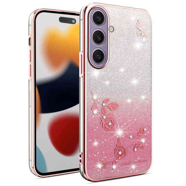 All-Inclusive-Telefonhülle mit Farbverlauf und Glitzerblume, For Samsung Galaxy A36, For Samsung Galaxy S25 5G, For Samsung Galaxy S25+ 5G, For Samsung Galaxy S25 Ultra 5G, For Samsung Galaxy A16 5G, For Samsung Galaxy A06 4G, For Samsung Galaxy S24 FE 5G