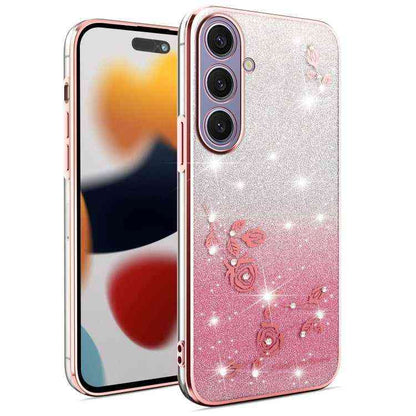 All-Inclusive-Telefonhülle mit Farbverlauf und Glitzerblume, For Samsung Galaxy A36, For Samsung Galaxy S25 5G, For Samsung Galaxy S25+ 5G, For Samsung Galaxy S25 Ultra 5G, For Samsung Galaxy A16 5G, For Samsung Galaxy A06 4G, For Samsung Galaxy S24 FE 5G