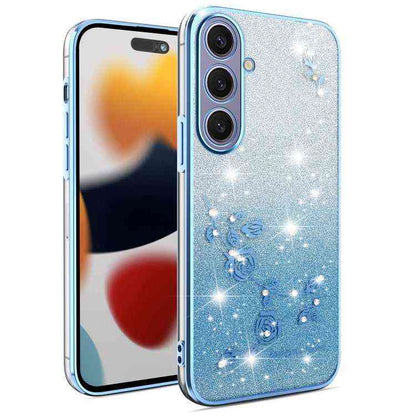 All-Inclusive-Telefonhülle mit Farbverlauf und Glitzerblume, For Samsung Galaxy A36, For Samsung Galaxy S25 5G, For Samsung Galaxy S25+ 5G, For Samsung Galaxy S25 Ultra 5G, For Samsung Galaxy A16 5G, For Samsung Galaxy A06 4G, For Samsung Galaxy S24 FE 5G