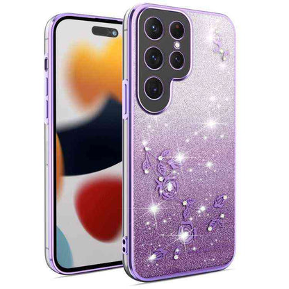All-Inclusive-Telefonhülle mit Farbverlauf und Glitzerblume, For Samsung Galaxy A36, For Samsung Galaxy S25 5G, For Samsung Galaxy S25+ 5G, For Samsung Galaxy S25 Ultra 5G, For Samsung Galaxy A16 5G, For Samsung Galaxy A06 4G, For Samsung Galaxy S24 FE 5G