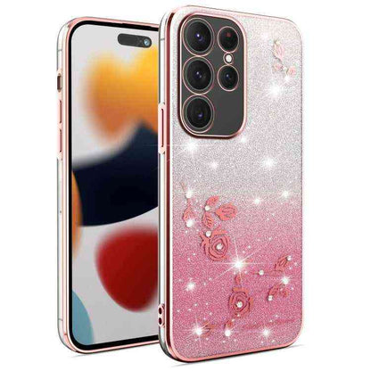 All-Inclusive-Telefonhülle mit Farbverlauf und Glitzerblume, For Samsung Galaxy A36, For Samsung Galaxy S25 5G, For Samsung Galaxy S25+ 5G, For Samsung Galaxy S25 Ultra 5G, For Samsung Galaxy A16 5G, For Samsung Galaxy A06 4G, For Samsung Galaxy S24 FE 5G