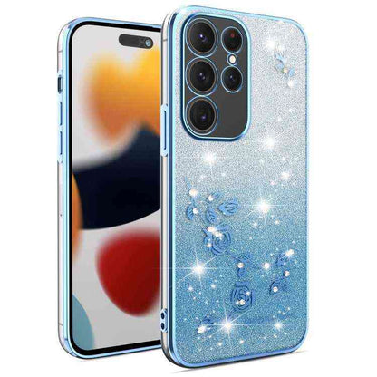 All-Inclusive-Telefonhülle mit Farbverlauf und Glitzerblume, For Samsung Galaxy A36, For Samsung Galaxy S25 5G, For Samsung Galaxy S25+ 5G, For Samsung Galaxy S25 Ultra 5G, For Samsung Galaxy A16 5G, For Samsung Galaxy A06 4G, For Samsung Galaxy S24 FE 5G