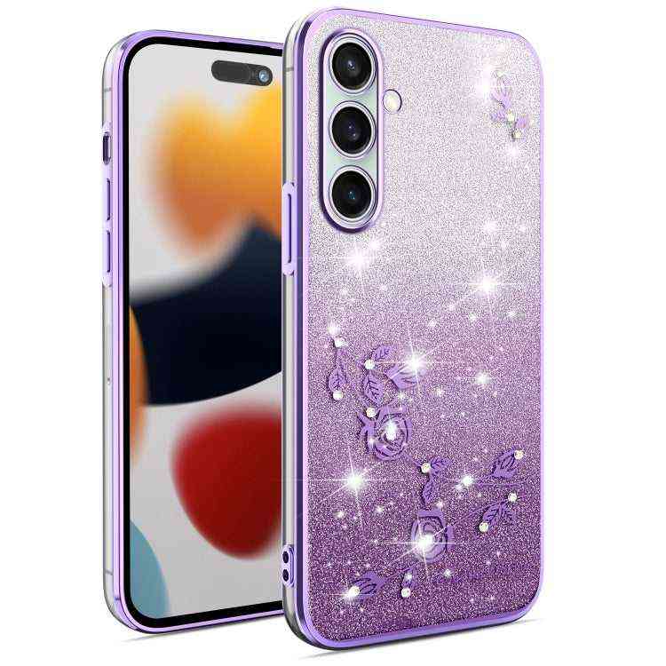 All-Inclusive-Telefonhülle mit Farbverlauf und Glitzerblume, For Samsung Galaxy A36, For Samsung Galaxy S25 5G, For Samsung Galaxy S25+ 5G, For Samsung Galaxy S25 Ultra 5G, For Samsung Galaxy A16 5G, For Samsung Galaxy A06 4G, For Samsung Galaxy S24 FE 5G