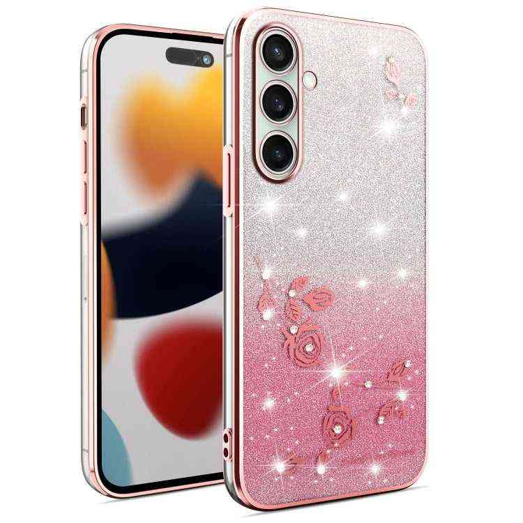 All-Inclusive-Telefonhülle mit Farbverlauf und Glitzerblume, For Samsung Galaxy A36, For Samsung Galaxy S25 5G, For Samsung Galaxy S25+ 5G, For Samsung Galaxy S25 Ultra 5G, For Samsung Galaxy A16 5G, For Samsung Galaxy A06 4G, For Samsung Galaxy S24 FE 5G