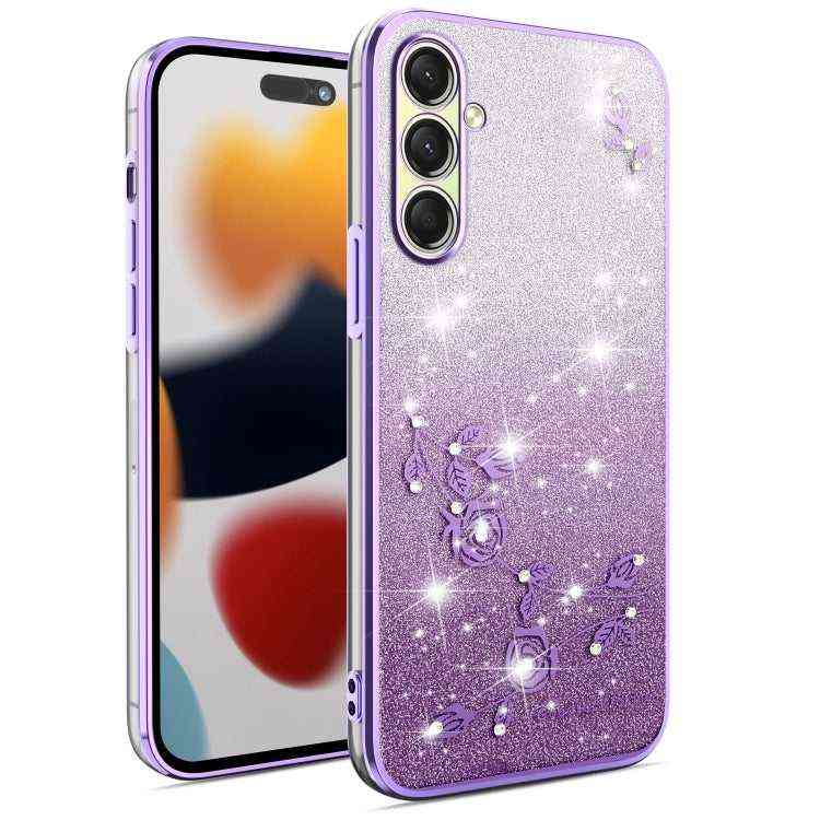 All-Inclusive-Telefonhülle mit Farbverlauf und Glitzerblume, For Samsung Galaxy A36, For Samsung Galaxy S25 5G, For Samsung Galaxy S25+ 5G, For Samsung Galaxy S25 Ultra 5G, For Samsung Galaxy A16 5G, For Samsung Galaxy A06 4G, For Samsung Galaxy S24 FE 5G