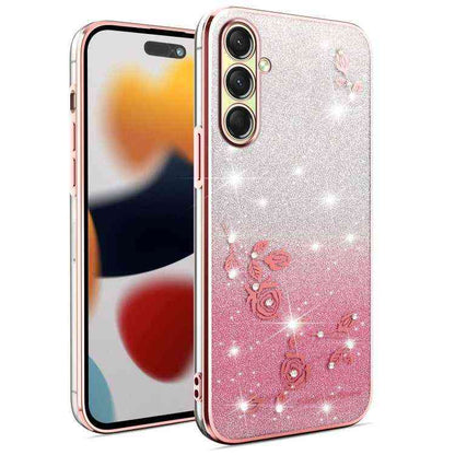 All-Inclusive-Telefonhülle mit Farbverlauf und Glitzerblume, For Samsung Galaxy A36, For Samsung Galaxy S25 5G, For Samsung Galaxy S25+ 5G, For Samsung Galaxy S25 Ultra 5G, For Samsung Galaxy A16 5G, For Samsung Galaxy A06 4G, For Samsung Galaxy S24 FE 5G
