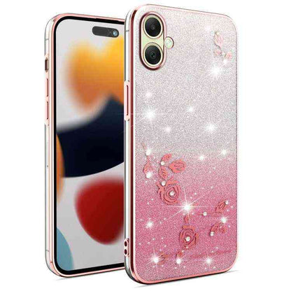 All-Inclusive-Telefonhülle mit Farbverlauf und Glitzerblume, For Samsung Galaxy A36, For Samsung Galaxy S25 5G, For Samsung Galaxy S25+ 5G, For Samsung Galaxy S25 Ultra 5G, For Samsung Galaxy A16 5G, For Samsung Galaxy A06 4G, For Samsung Galaxy S24 FE 5G