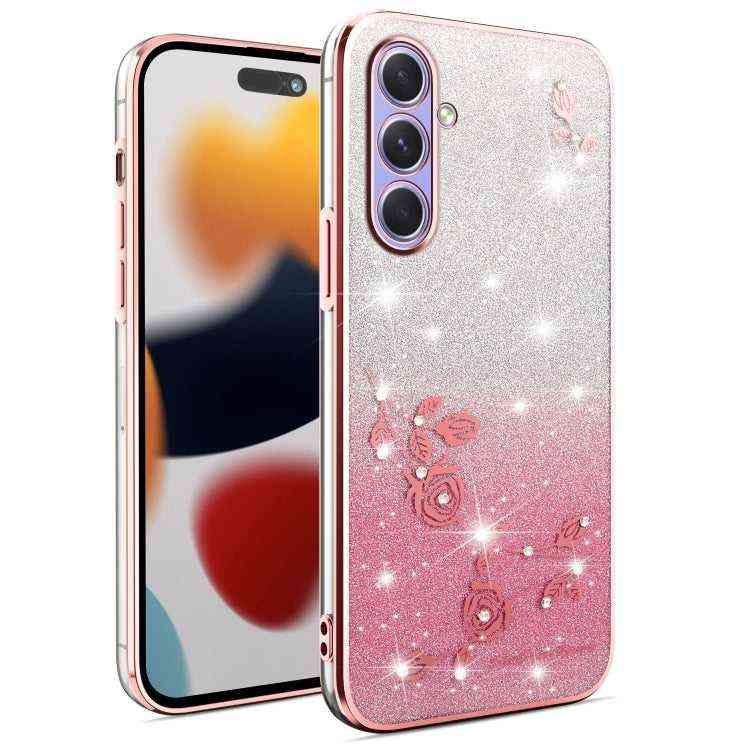 All-Inclusive-Telefonhülle mit Farbverlauf und Glitzerblume, For Samsung Galaxy A36, For Samsung Galaxy S25 5G, For Samsung Galaxy S25+ 5G, For Samsung Galaxy S25 Ultra 5G, For Samsung Galaxy A16 5G, For Samsung Galaxy A06 4G, For Samsung Galaxy S24 FE 5G