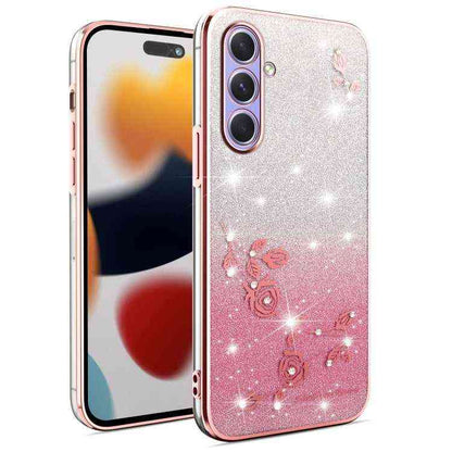 All-Inclusive-Telefonhülle mit Farbverlauf und Glitzerblume, For Samsung Galaxy A36, For Samsung Galaxy S25 5G, For Samsung Galaxy S25+ 5G, For Samsung Galaxy S25 Ultra 5G, For Samsung Galaxy A16 5G, For Samsung Galaxy A06 4G, For Samsung Galaxy S24 FE 5G