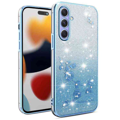 All-Inclusive-Telefonhülle mit Farbverlauf und Glitzerblume, For Samsung Galaxy A36, For Samsung Galaxy S25 5G, For Samsung Galaxy S25+ 5G, For Samsung Galaxy S25 Ultra 5G, For Samsung Galaxy A16 5G, For Samsung Galaxy A06 4G, For Samsung Galaxy S24 FE 5G