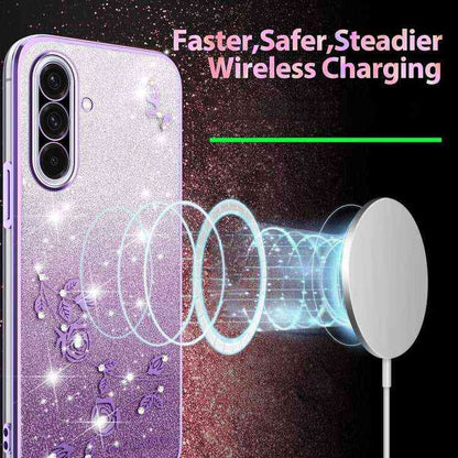 All-Inclusive-Telefonhülle mit Farbverlauf und Glitzerblume, For Samsung Galaxy A36, For Samsung Galaxy S25 5G, For Samsung Galaxy S25+ 5G, For Samsung Galaxy S25 Ultra 5G, For Samsung Galaxy A16 5G, For Samsung Galaxy A06 4G, For Samsung Galaxy S24 FE 5G