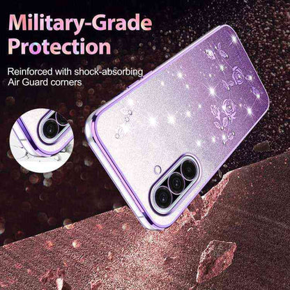 All-Inclusive-Telefonhülle mit Farbverlauf und Glitzerblume, For Samsung Galaxy A36, For Samsung Galaxy S25 5G, For Samsung Galaxy S25+ 5G, For Samsung Galaxy S25 Ultra 5G, For Samsung Galaxy A16 5G, For Samsung Galaxy A06 4G, For Samsung Galaxy S24 FE 5G