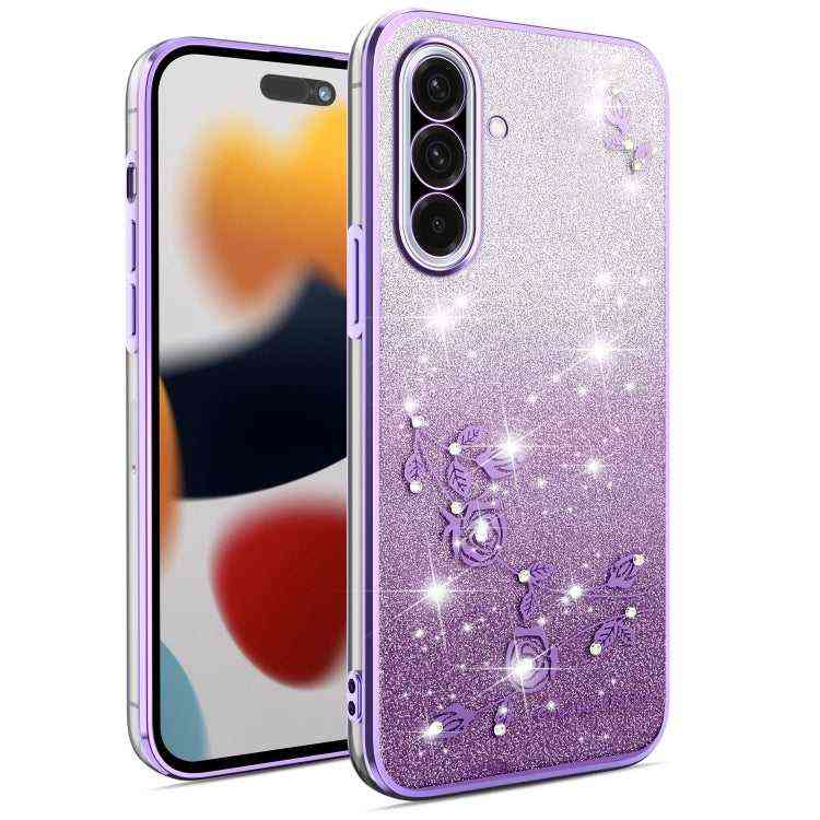 All-Inclusive-Telefonhülle mit Farbverlauf und Glitzerblume, For Samsung Galaxy A36, For Samsung Galaxy S25 5G, For Samsung Galaxy S25+ 5G, For Samsung Galaxy S25 Ultra 5G, For Samsung Galaxy A16 5G, For Samsung Galaxy A06 4G, For Samsung Galaxy S24 FE 5G