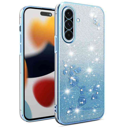 All-Inclusive-Telefonhülle mit Farbverlauf und Glitzerblume, For Samsung Galaxy A36, For Samsung Galaxy S25 5G, For Samsung Galaxy S25+ 5G, For Samsung Galaxy S25 Ultra 5G, For Samsung Galaxy A16 5G, For Samsung Galaxy A06 4G, For Samsung Galaxy S24 FE 5G