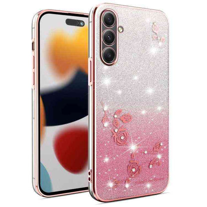 All-Inclusive-Telefonhülle mit Farbverlauf und Glitzerblume, For Samsung Galaxy A36, For Samsung Galaxy S25 5G, For Samsung Galaxy S25+ 5G, For Samsung Galaxy S25 Ultra 5G, For Samsung Galaxy A16 5G, For Samsung Galaxy A06 4G, For Samsung Galaxy S24 FE 5G