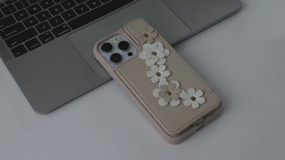 Leder Handyhülle mit Blumen für Samsung Galaxy Serie S25 | Serie S24