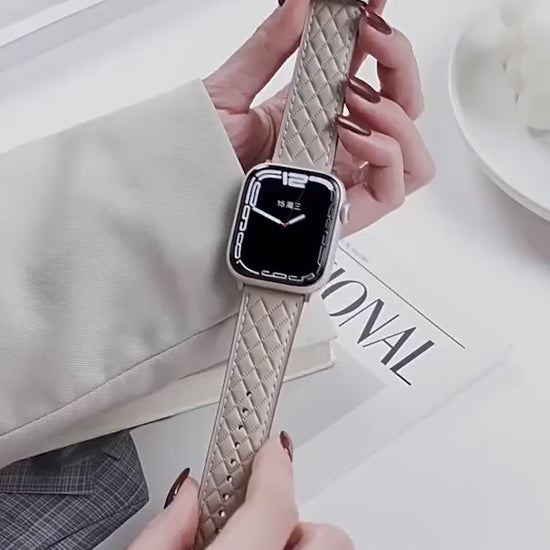 Echtleder-Armband für Apple Watch (41/40/38 mm) – hochwertiges Ersatzband in Beige, Schwarz, Braun, Blau, Grau.  