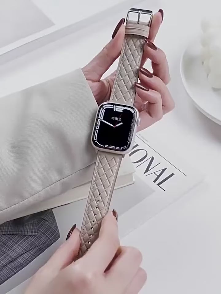 Echtleder-Armband für Apple Watch (Ultra/45/44/42 mm) – hochwertiges Ersatzband in Beige, Schwarz, Braun, Blau, Grau.
